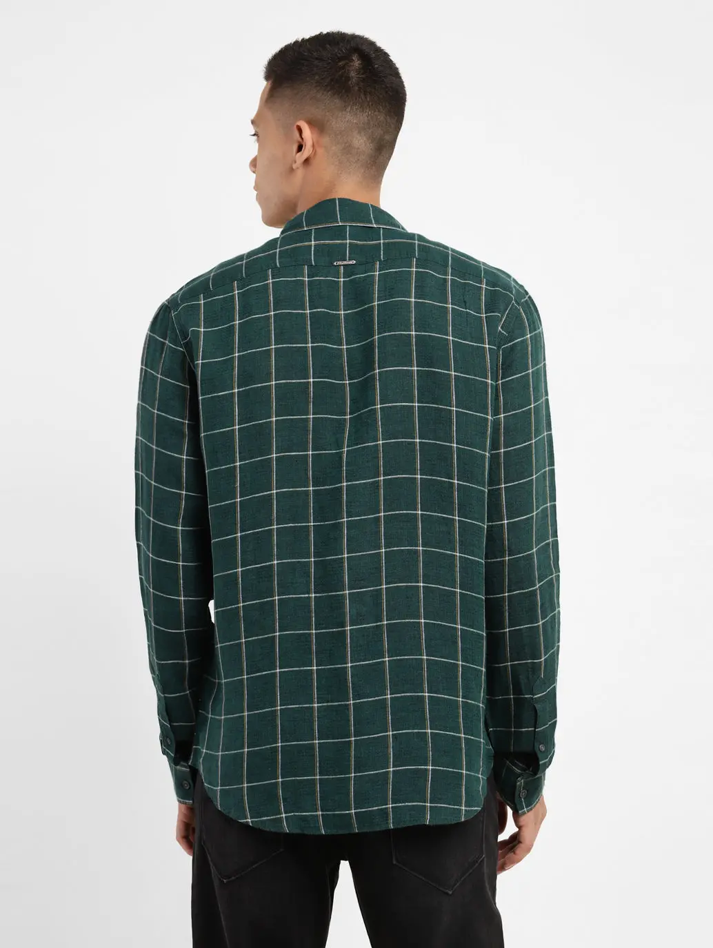 Men's Checkered Spread Collar Linen Shirt 3