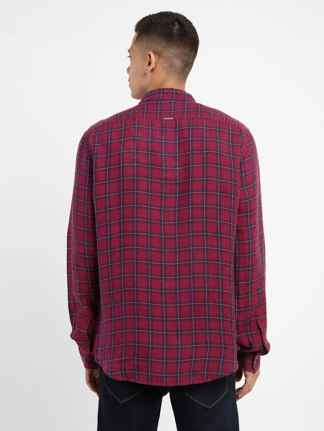 Men's Checkered Spread Collar Linen Shirt 3