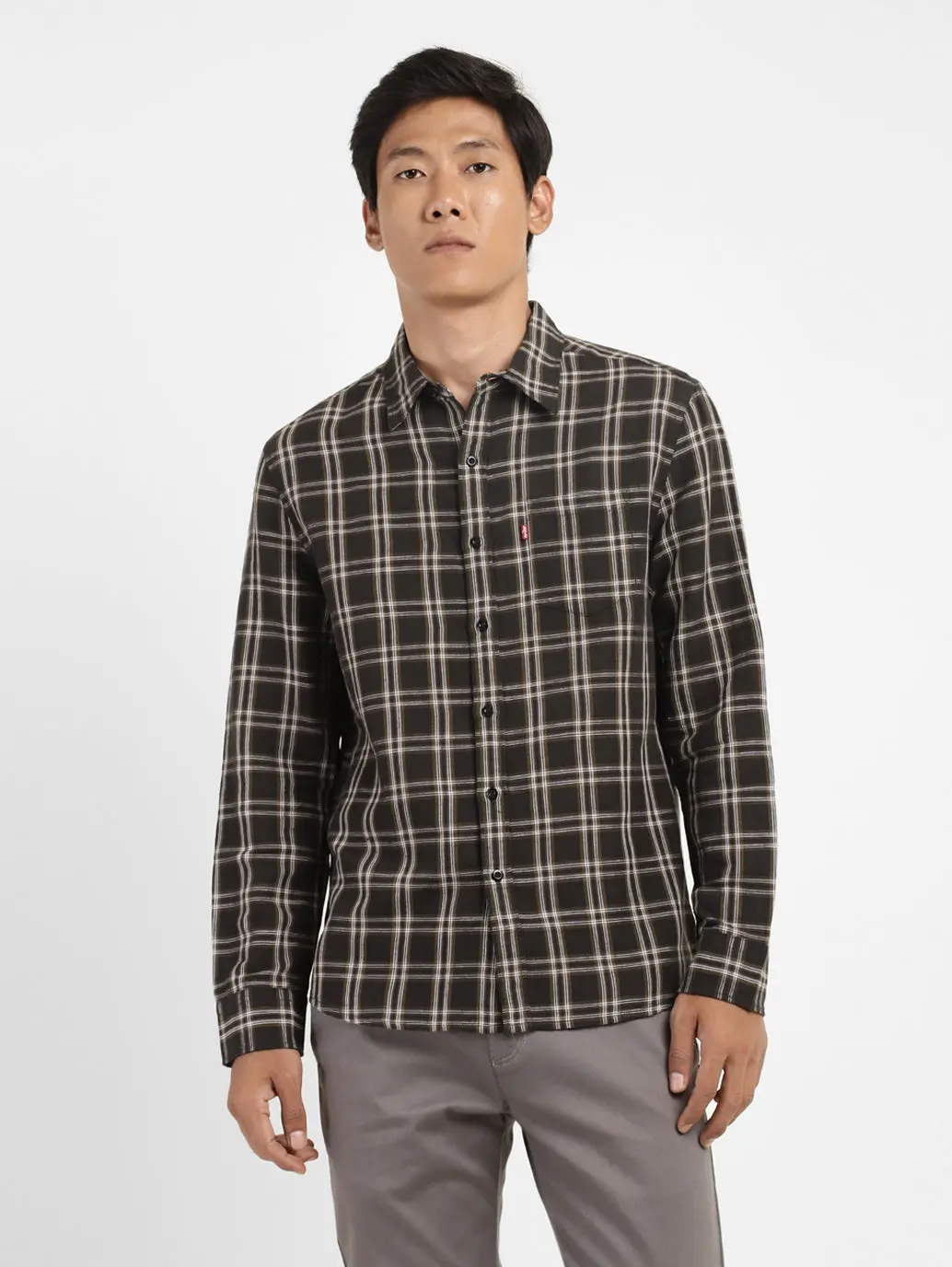 Men's Checkered Spread Collar Shirt 1