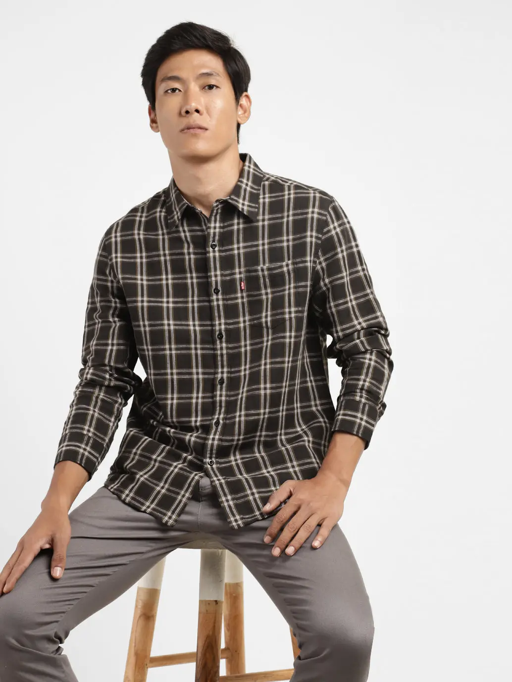 Men's Checkered Spread Collar Shirt 2
