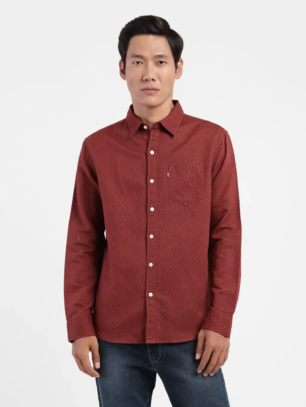 Men's Printed Spread Collar Shirt 1