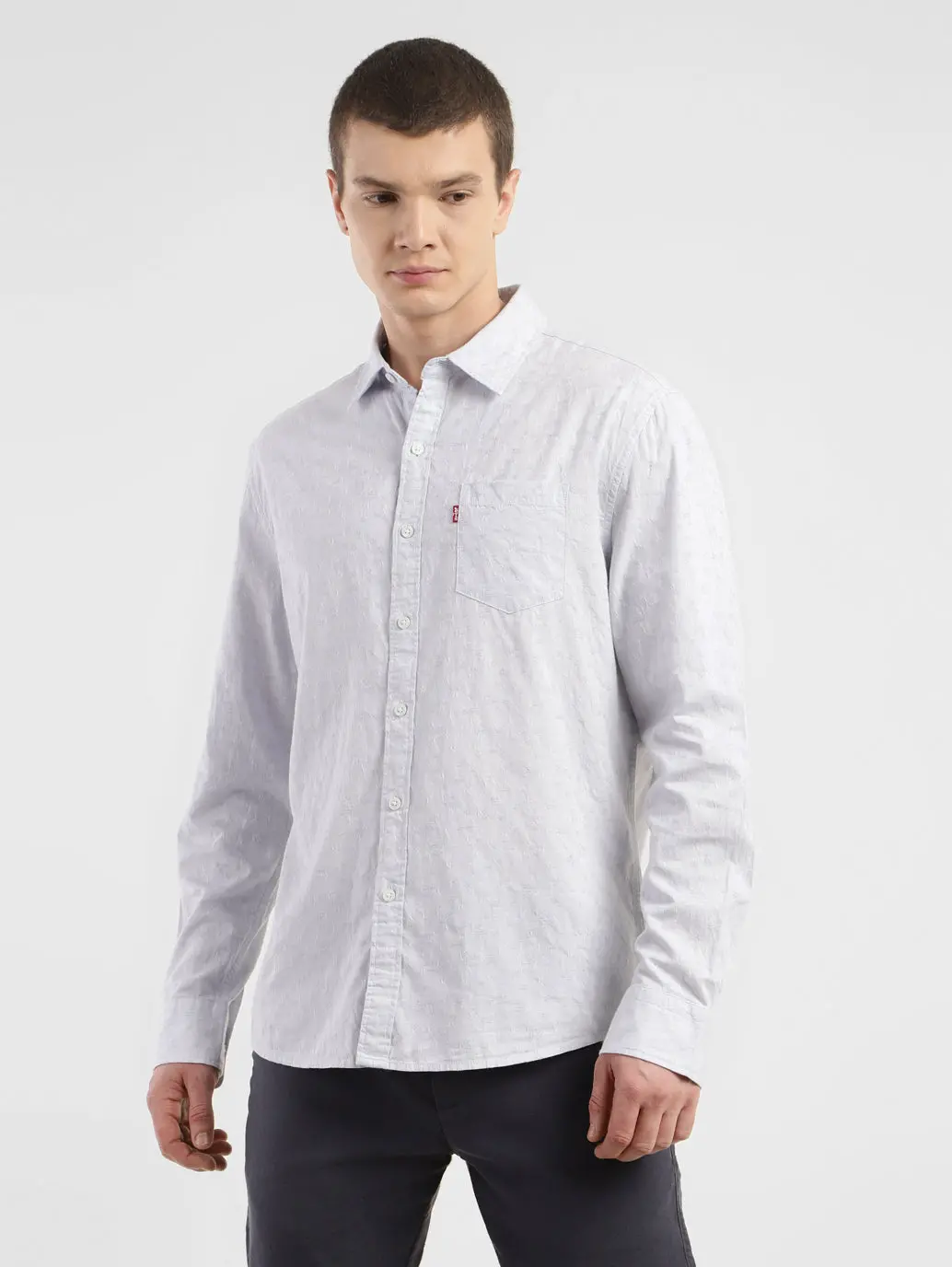 Men's Self Design Slim Fit Linen Shirt 1