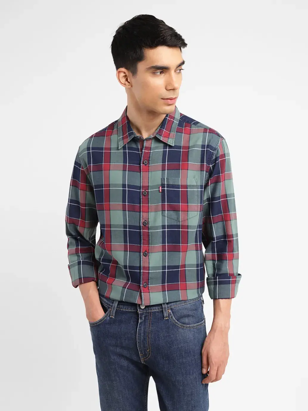 Men's Checkered Spread Collar Shirt 1