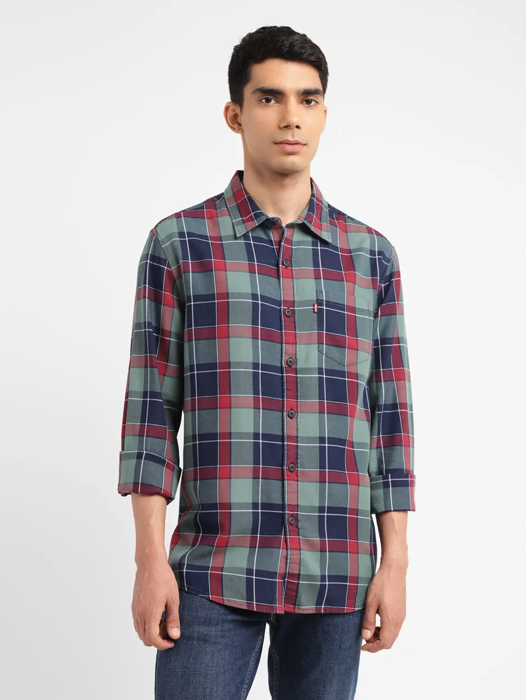 Men's Checkered Spread Collar Shirt 2
