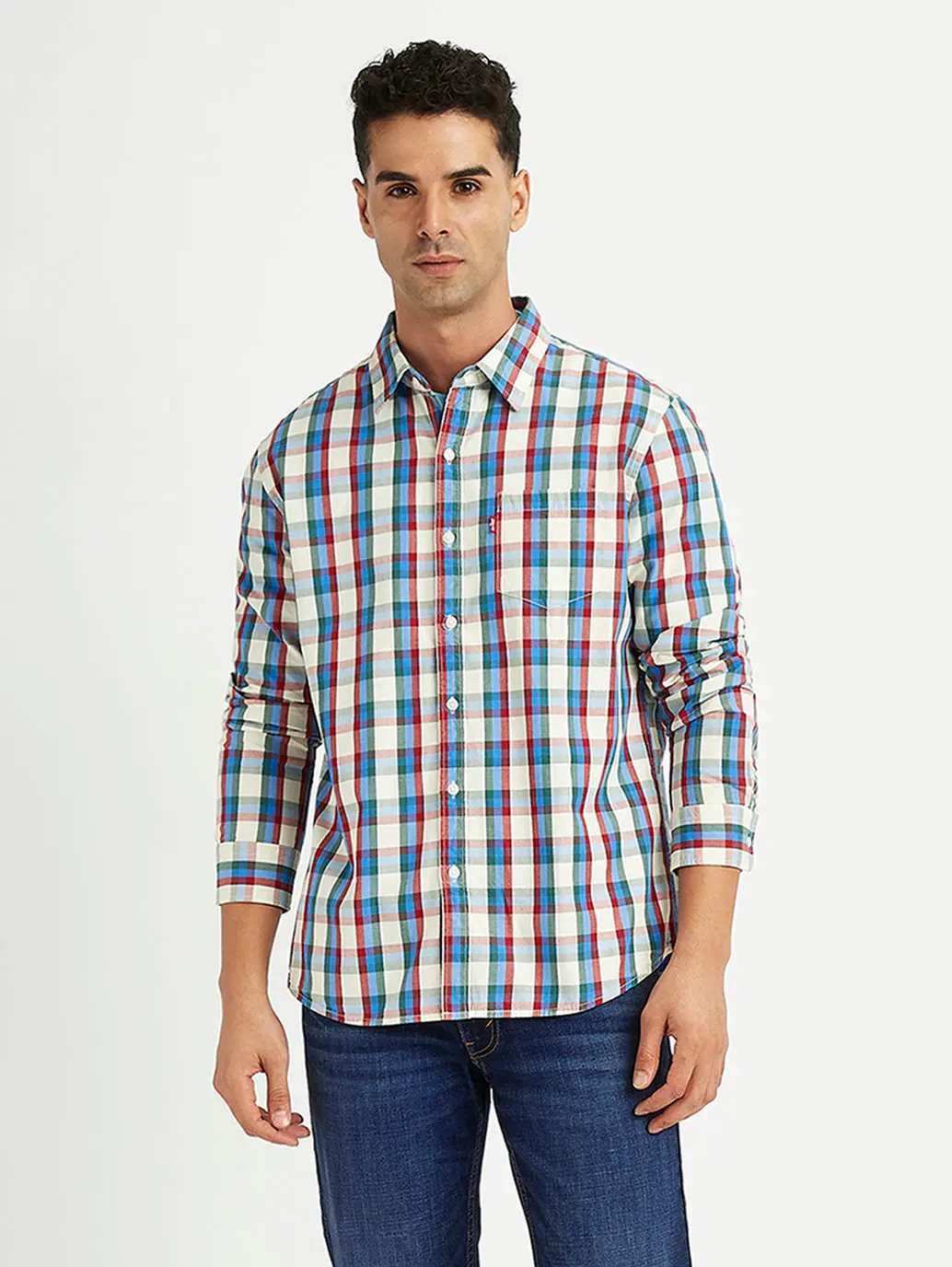Men's Checkered Spread Collar Shirt 1