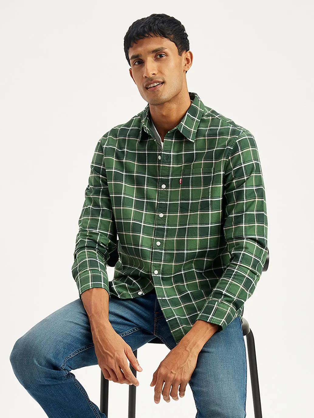 Men's Checkered Spread Collar Shirt 1