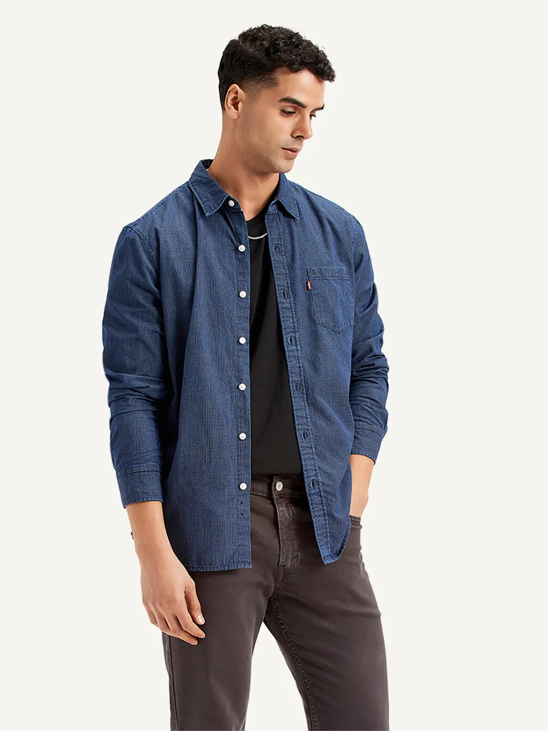 Men's Checkered Spread Collar Shirt 1