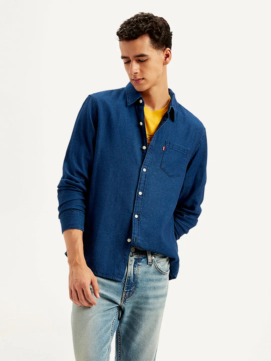 Men's Solid Slim Fit Denim Shirt 1