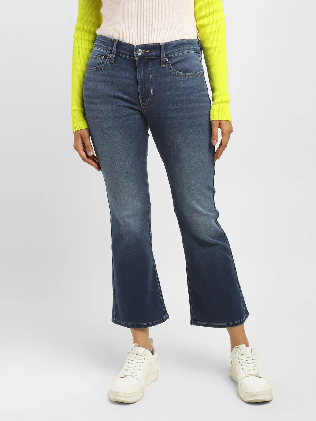 Women's 715 Blue Flared Fit Mid Rise Jeans 1