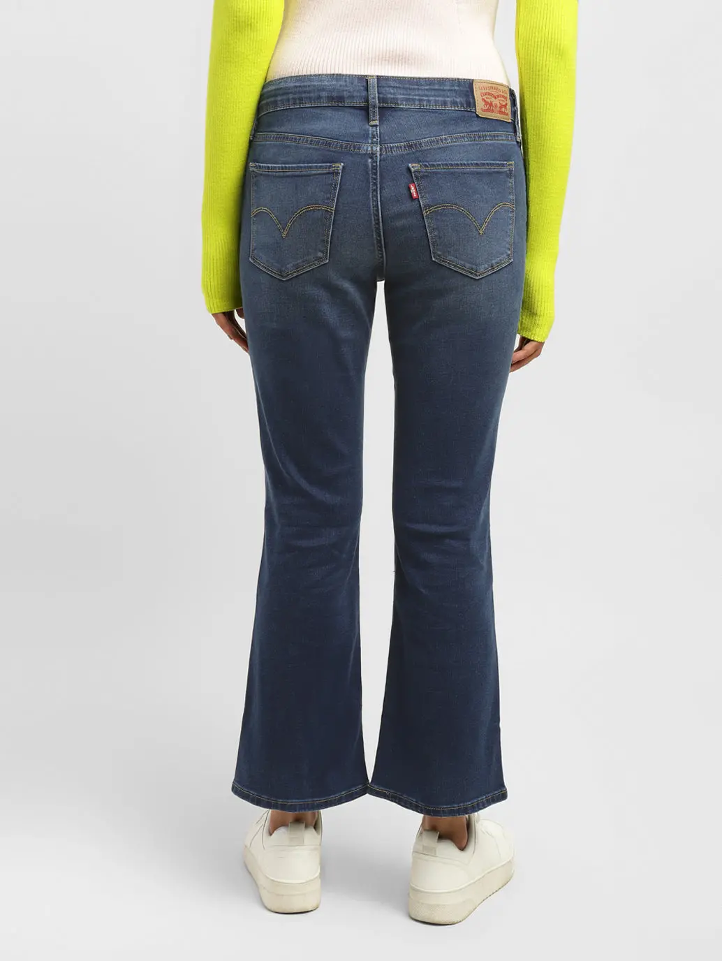 Women's 715 Blue Flared Fit Mid Rise Jeans 3