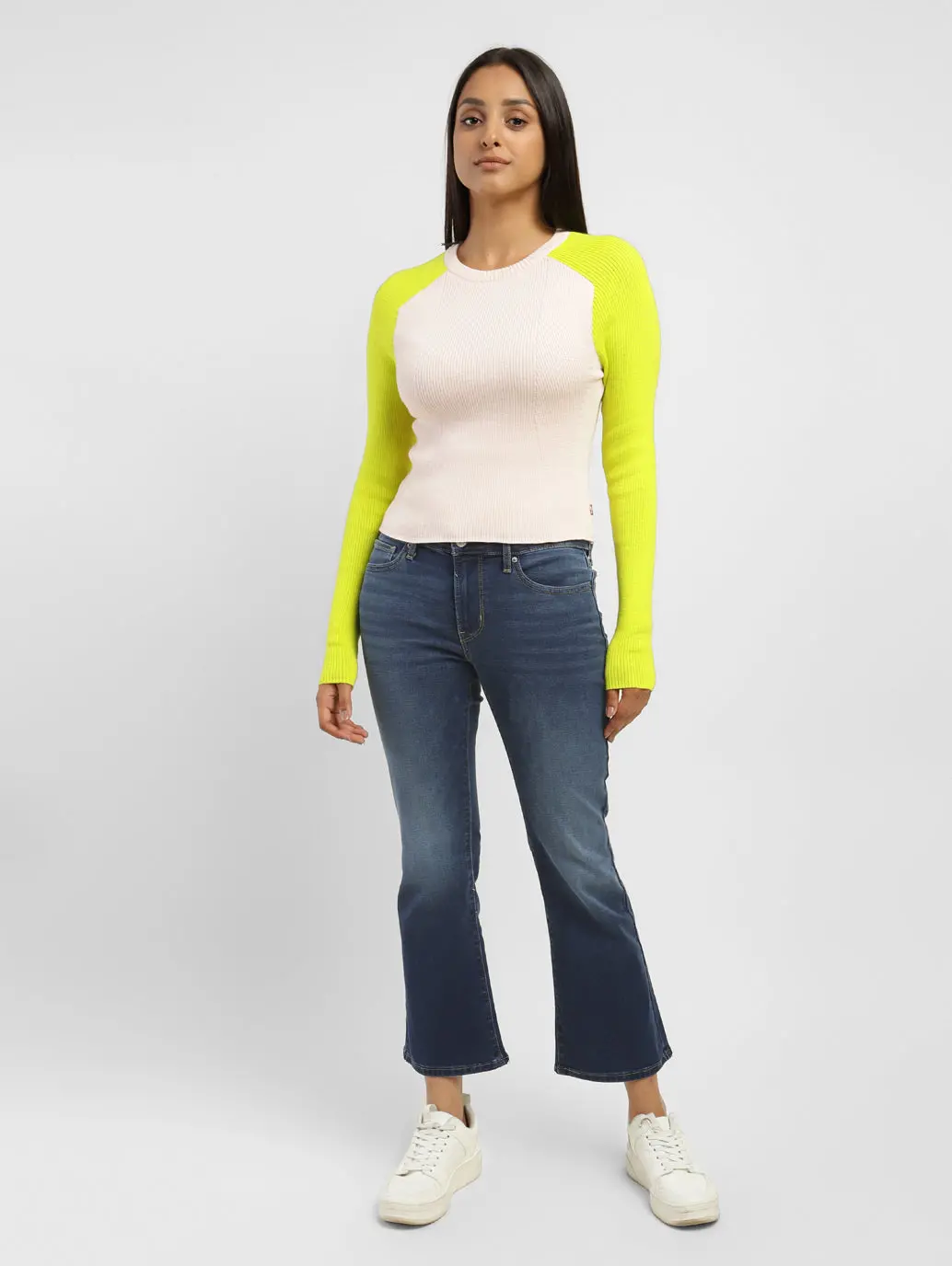 Women's 715 Blue Flared Fit Mid Rise Jeans 7