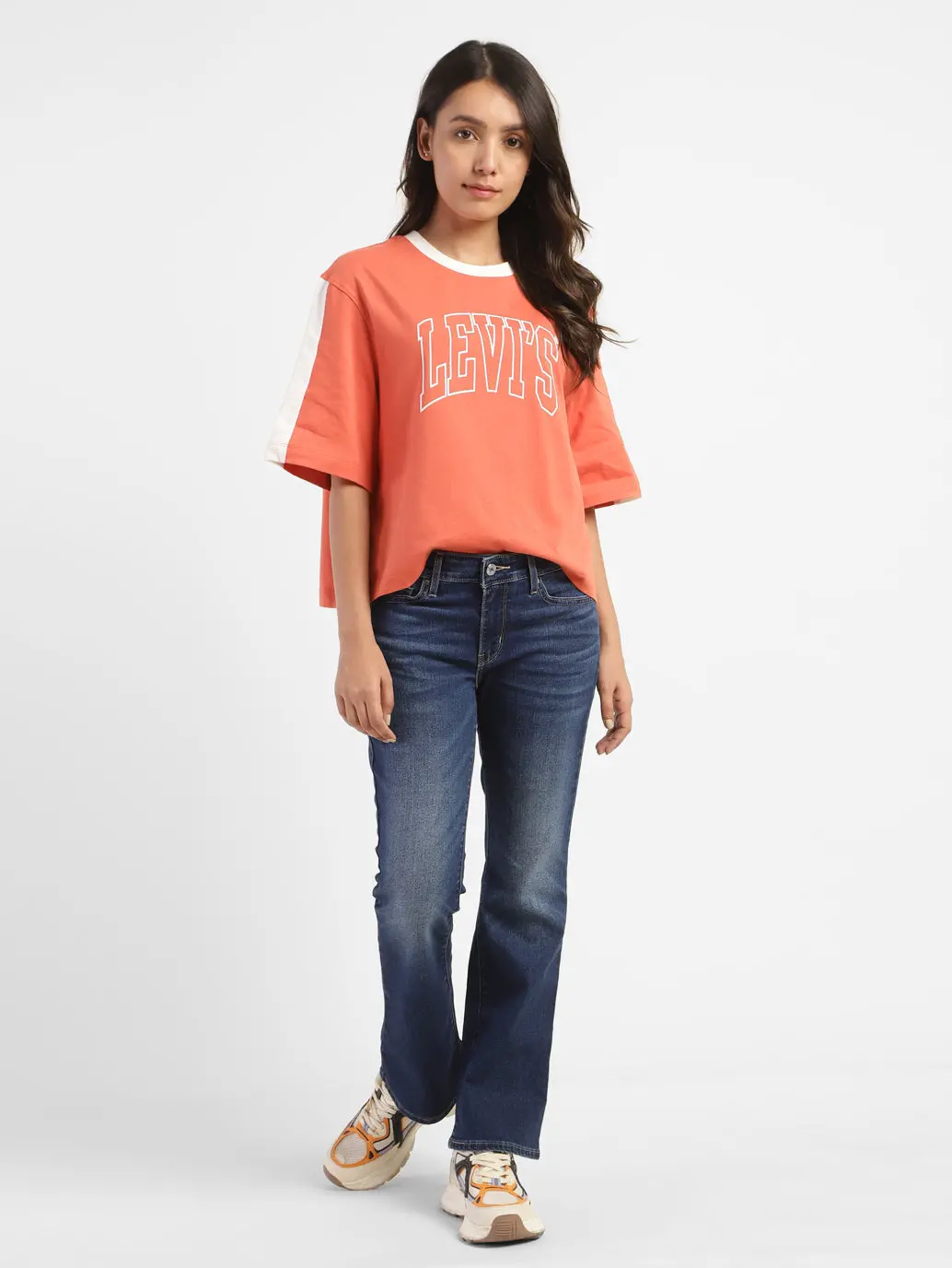 Women's 715 Blue Flared Fit Mid Rise Jeans 1
