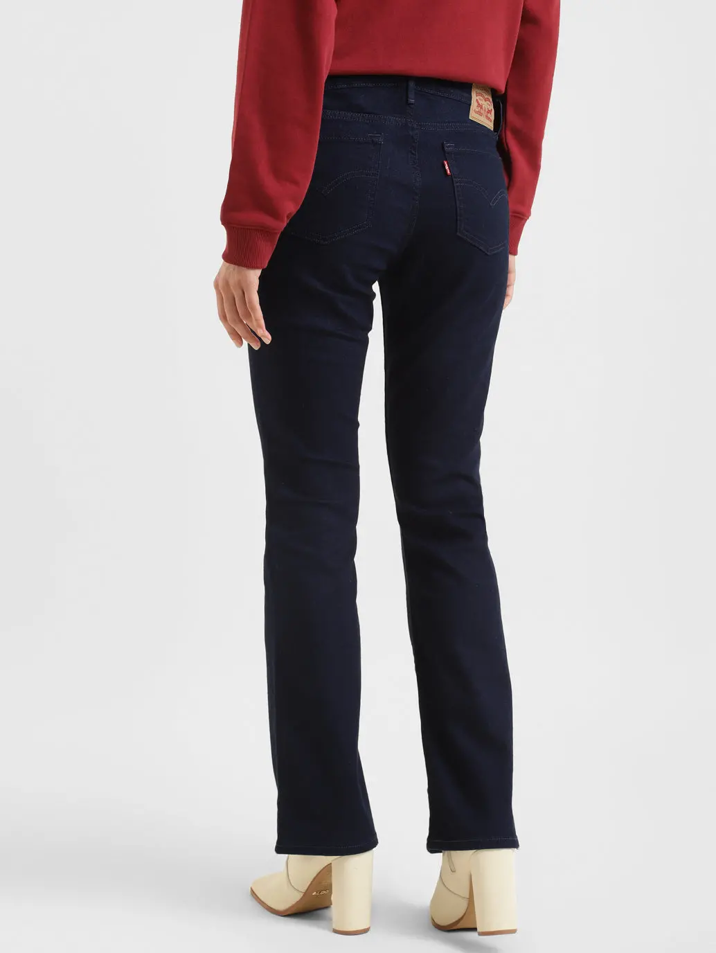 Women's 715 Navy Blue Flared Fit Mid Rise Jeans 3