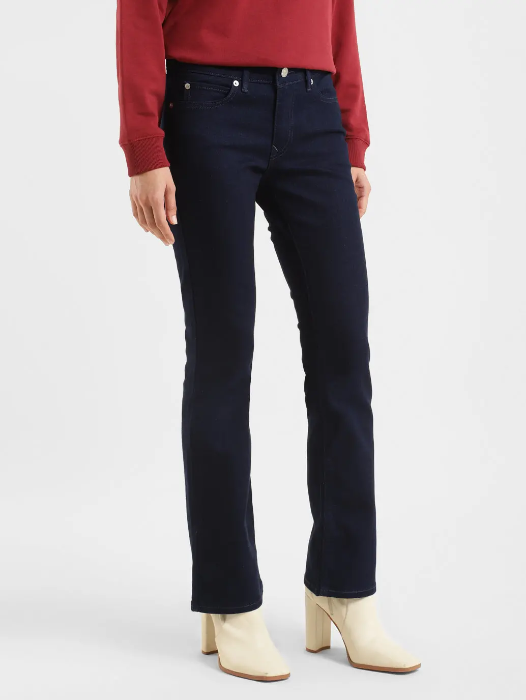 Women's 715 Navy Blue Flared Fit Mid Rise Jeans 4