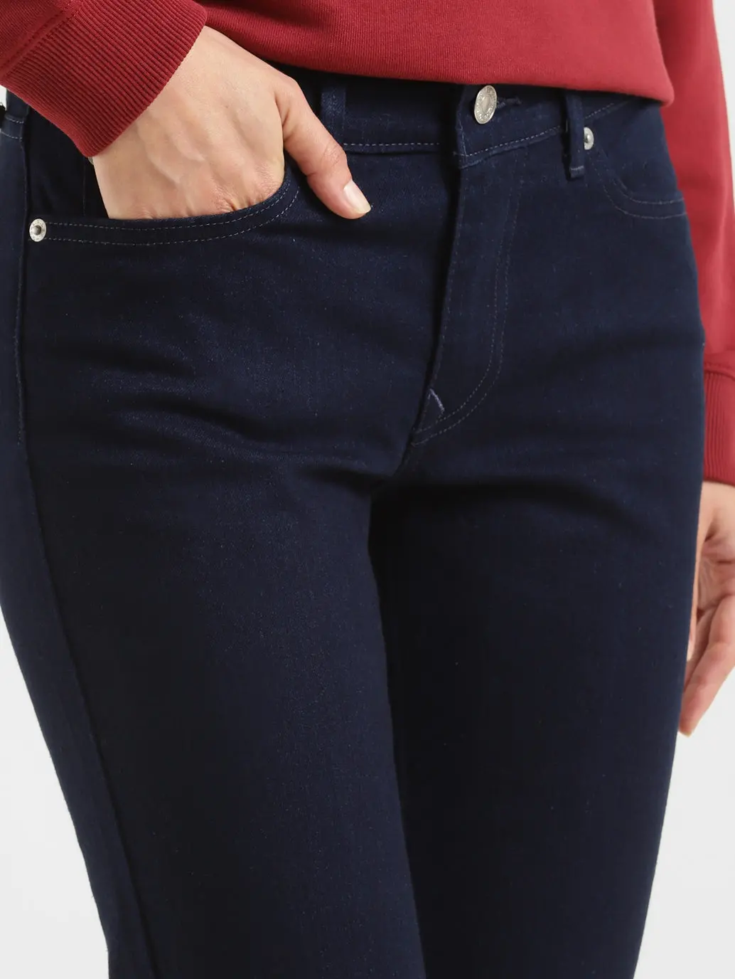 Women's 715 Navy Blue Flared Fit Mid Rise Jeans 5