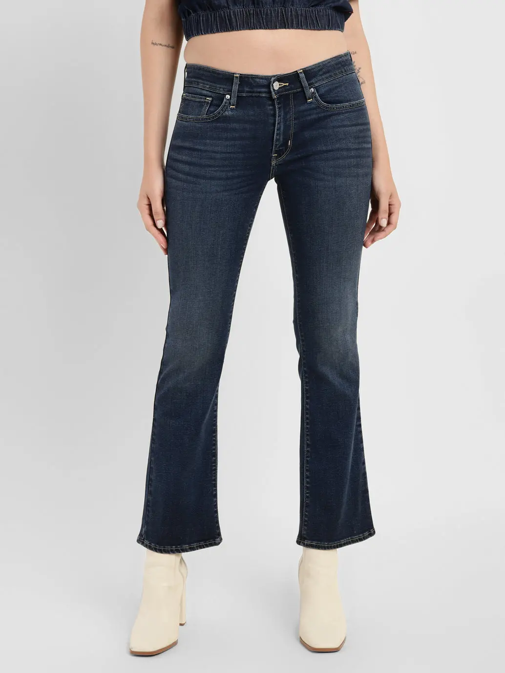 Women's 715 Blue Flared Fit Mid Rise Jeans 1