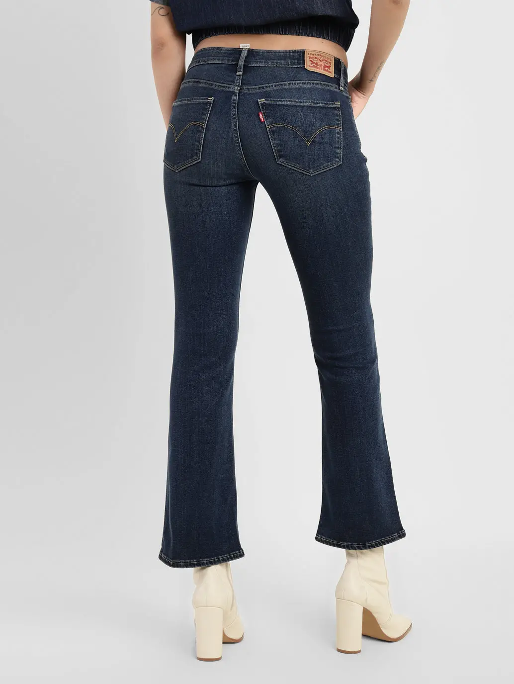 Women's 715 Blue Flared Fit Mid Rise Jeans 3