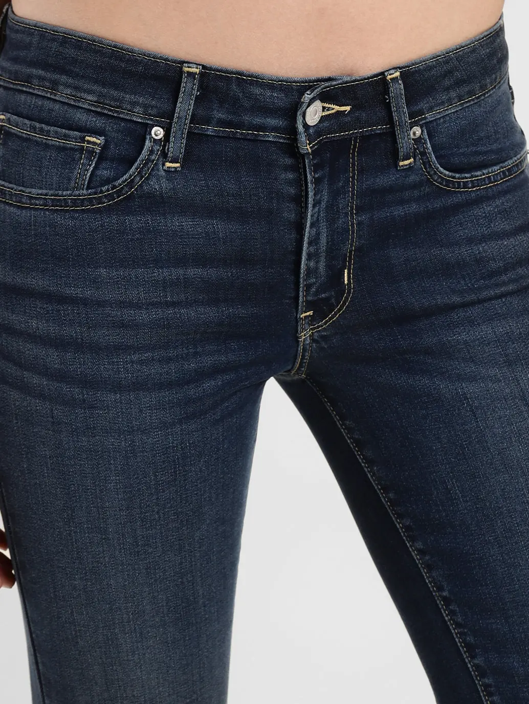 Women's 715 Blue Flared Fit Mid Rise Jeans 5