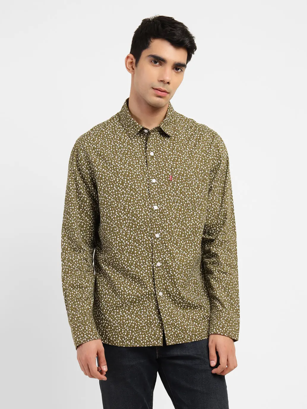 Men's Printed Spread Collar Shirt 1