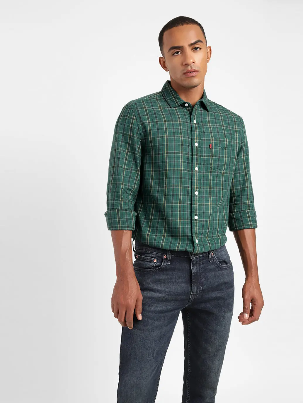 Men's Checkered Spread Collar Shirt 1