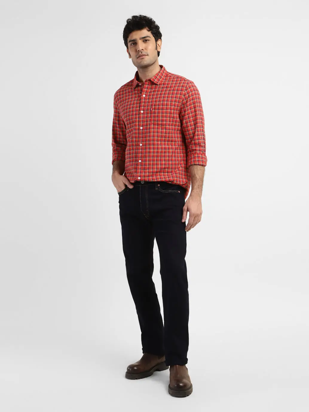 Men's Checkered Spread Collar Shirt 1