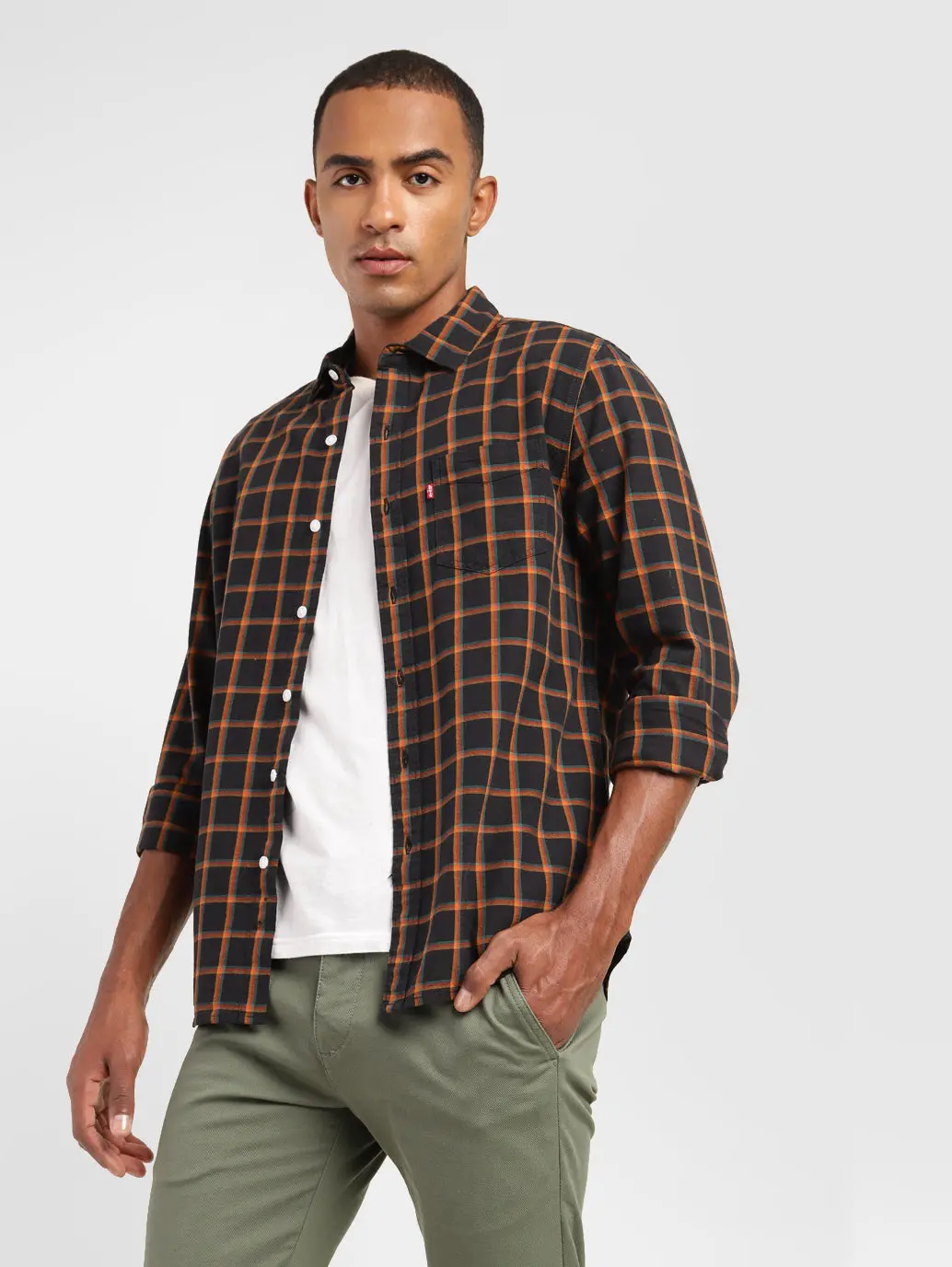 Men's Checkered Spread Collar Shirt 1