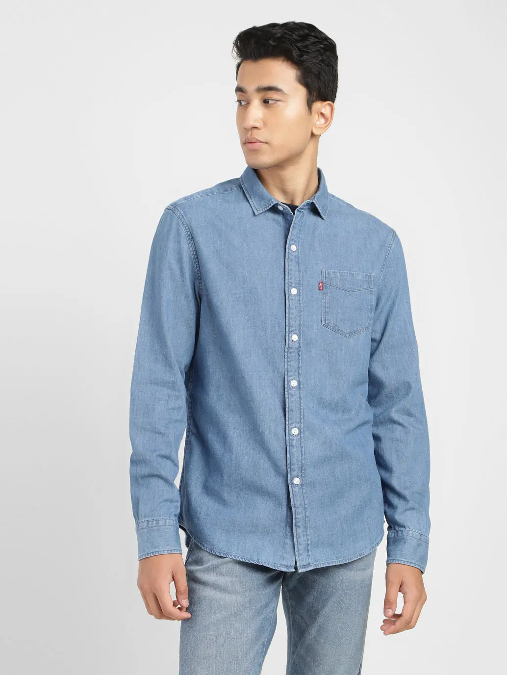 Men's Solid Spread Collar Shirt 1