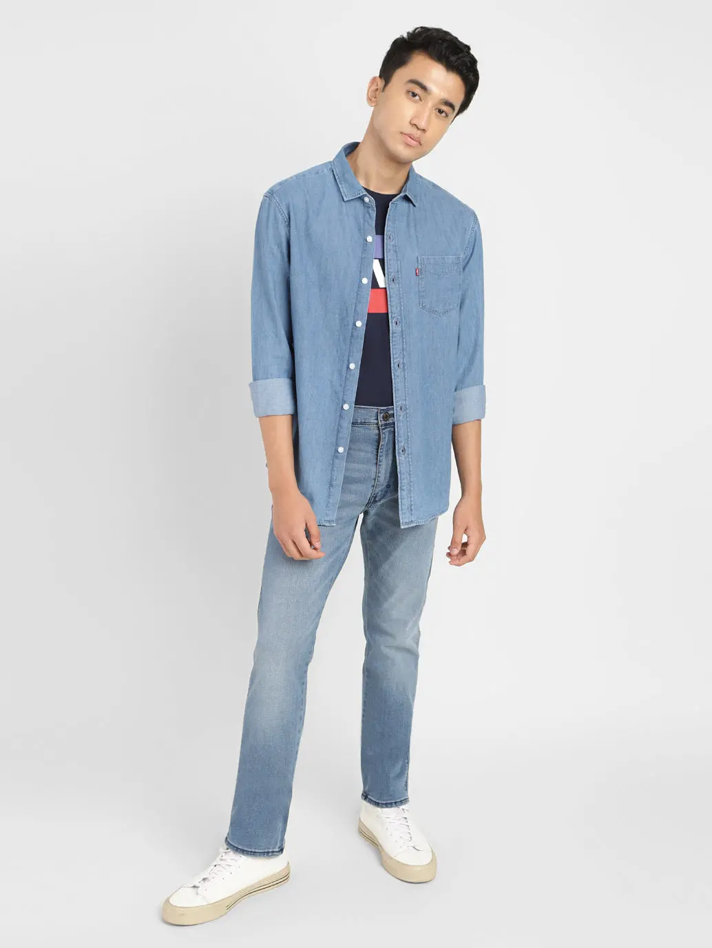 Men's Solid Spread Collar Shirt 2