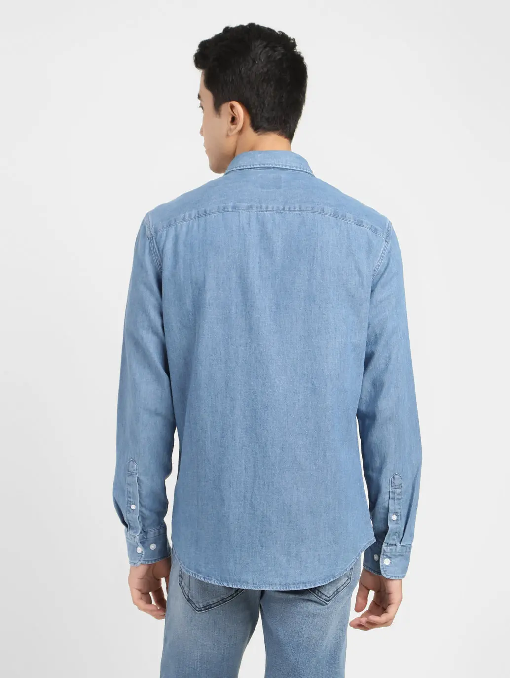Men's Solid Spread Collar Shirt 3