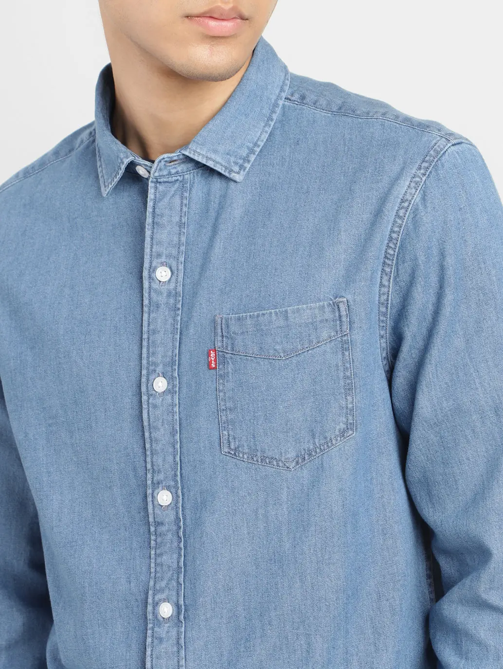 Men's Solid Spread Collar Shirt 5