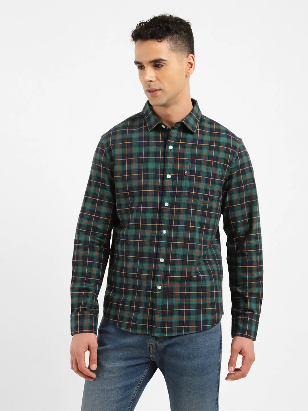 Men's Checkered Spread Collar Shirt 1