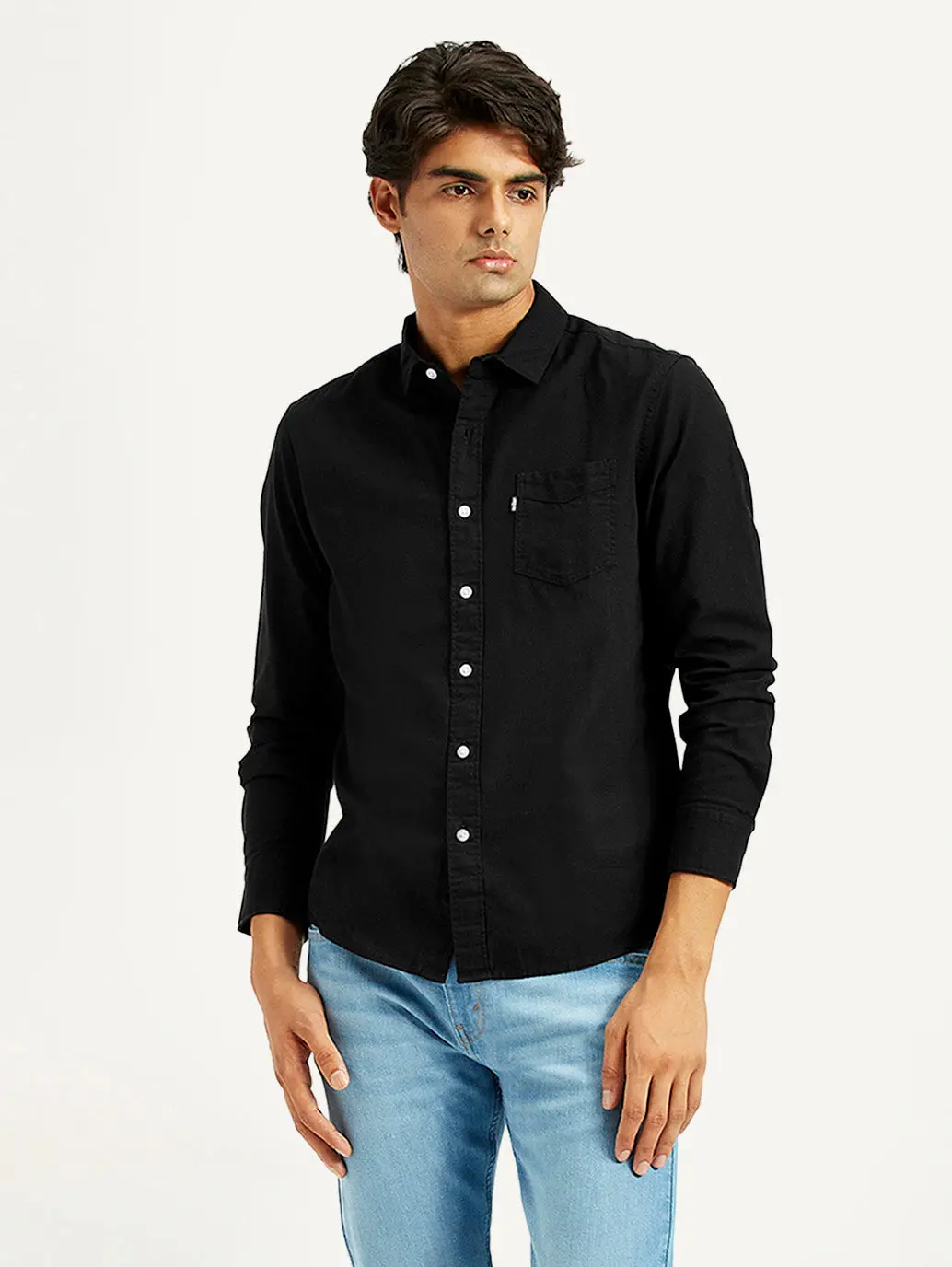 Men's Solid Black Slim Fit Shirt 1