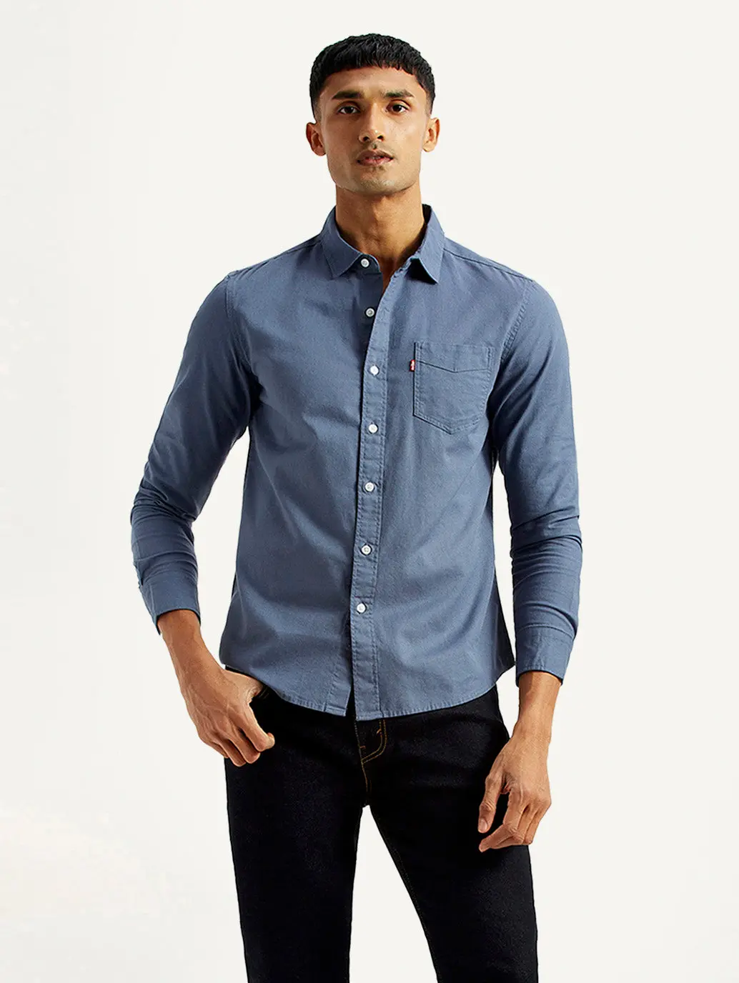 Men's Solid Navy Slim Fit Shirt 2