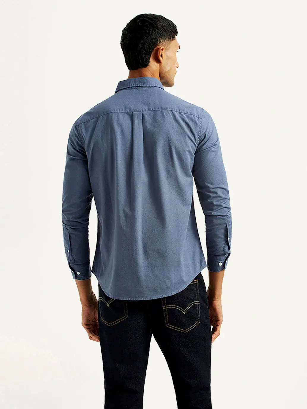 Men's Solid Navy Slim Fit Shirt 4