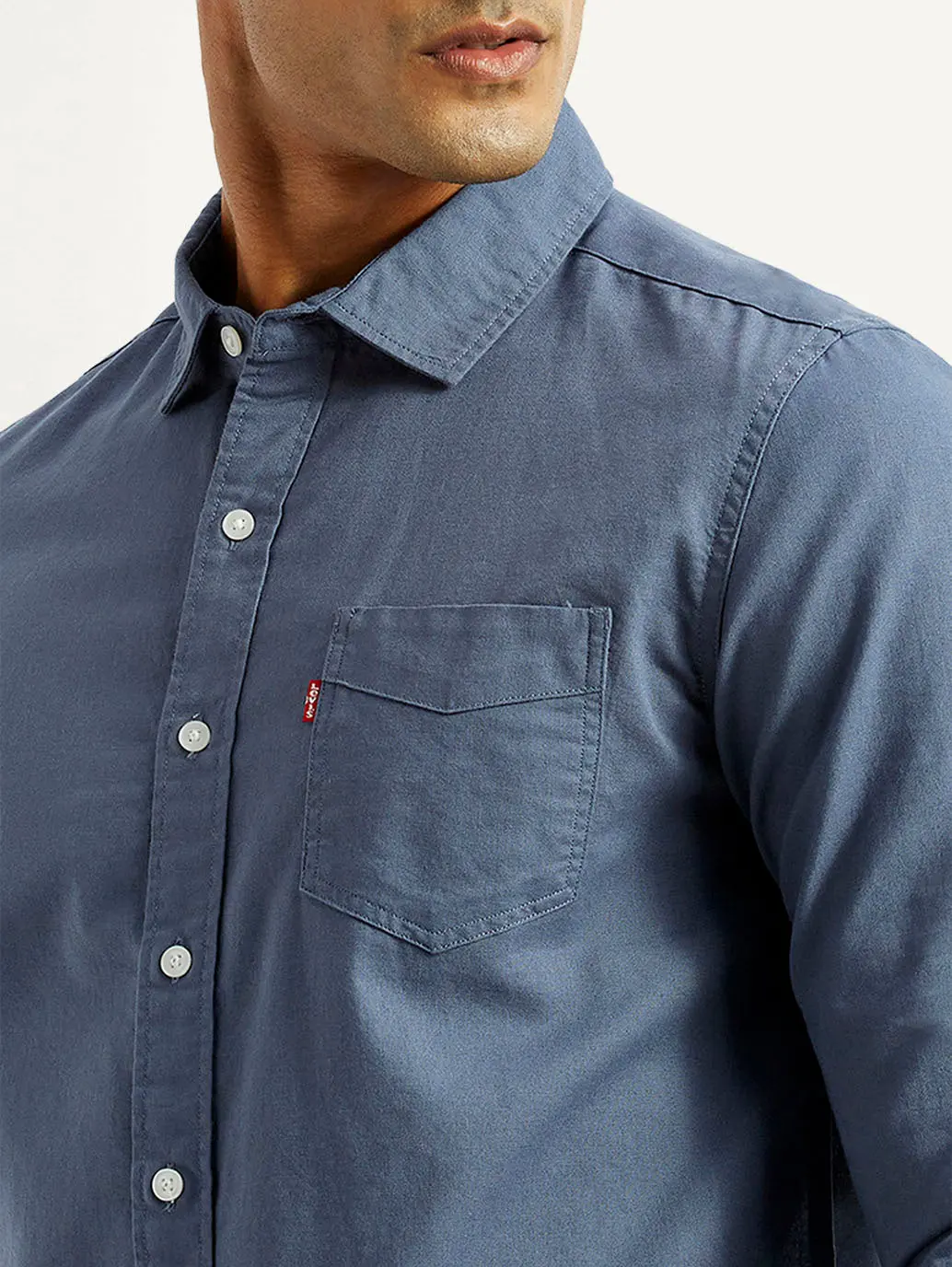 Men's Solid Navy Slim Fit Shirt 5
