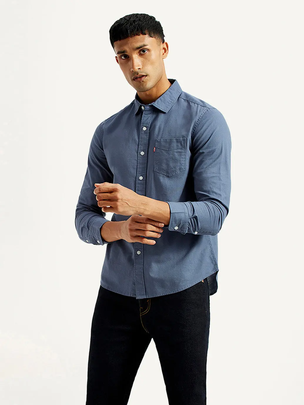 Men's Solid Navy Slim Fit Shirt 1
