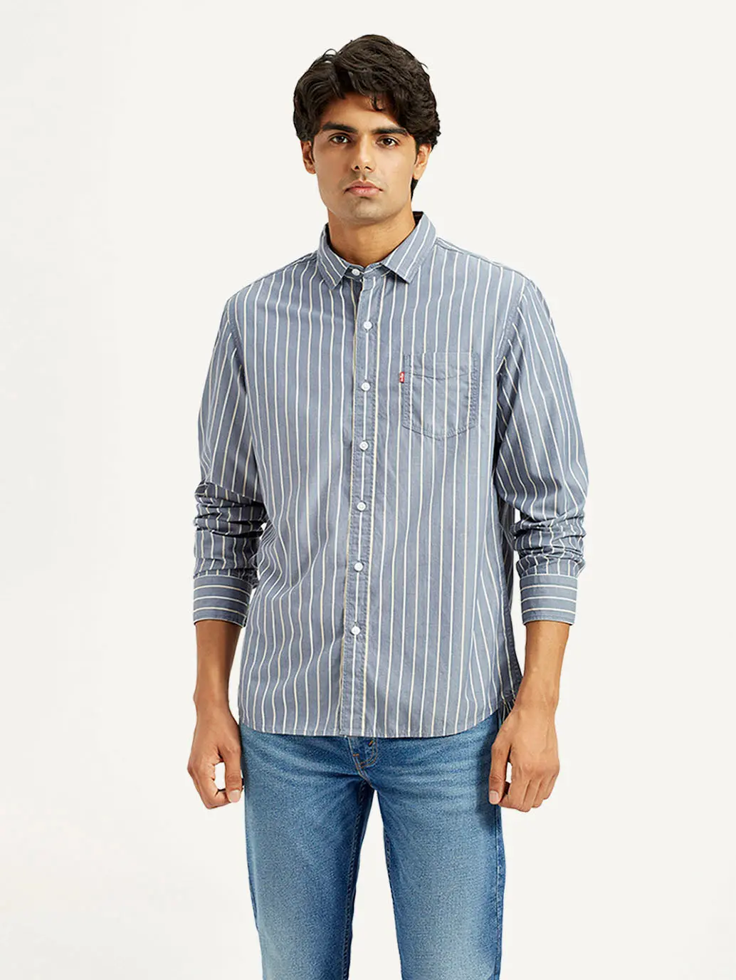 Men's Striped Blue Slim Fit Shirt 2