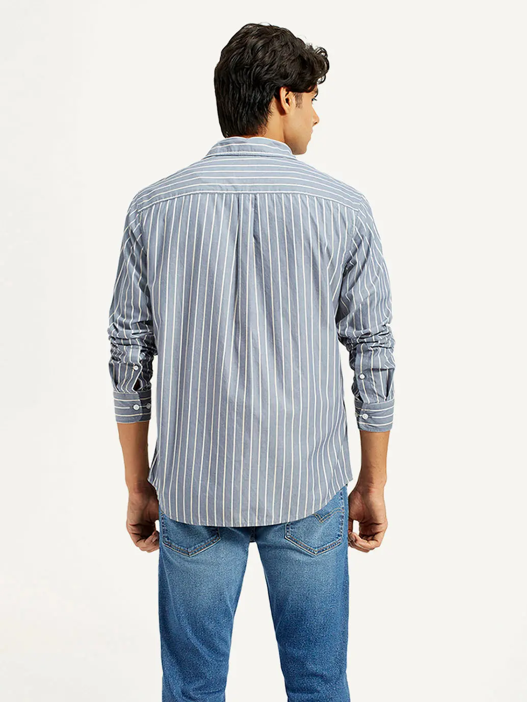 Men's Striped Blue Slim Fit Shirt 3
