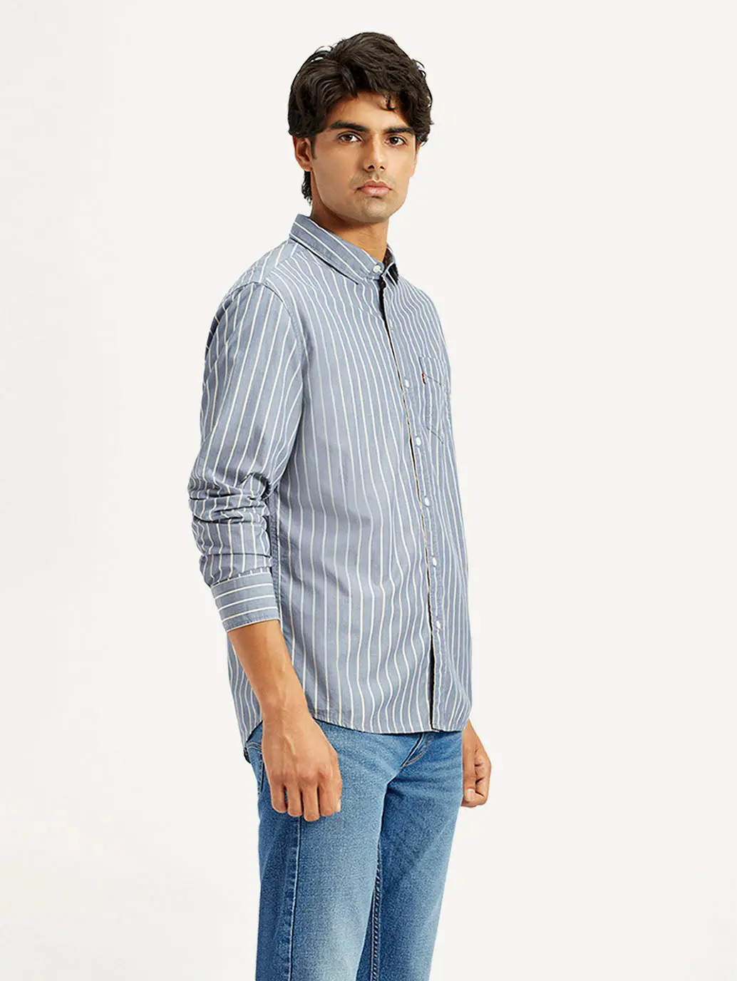 Men's Striped Blue Slim Fit Shirt 5