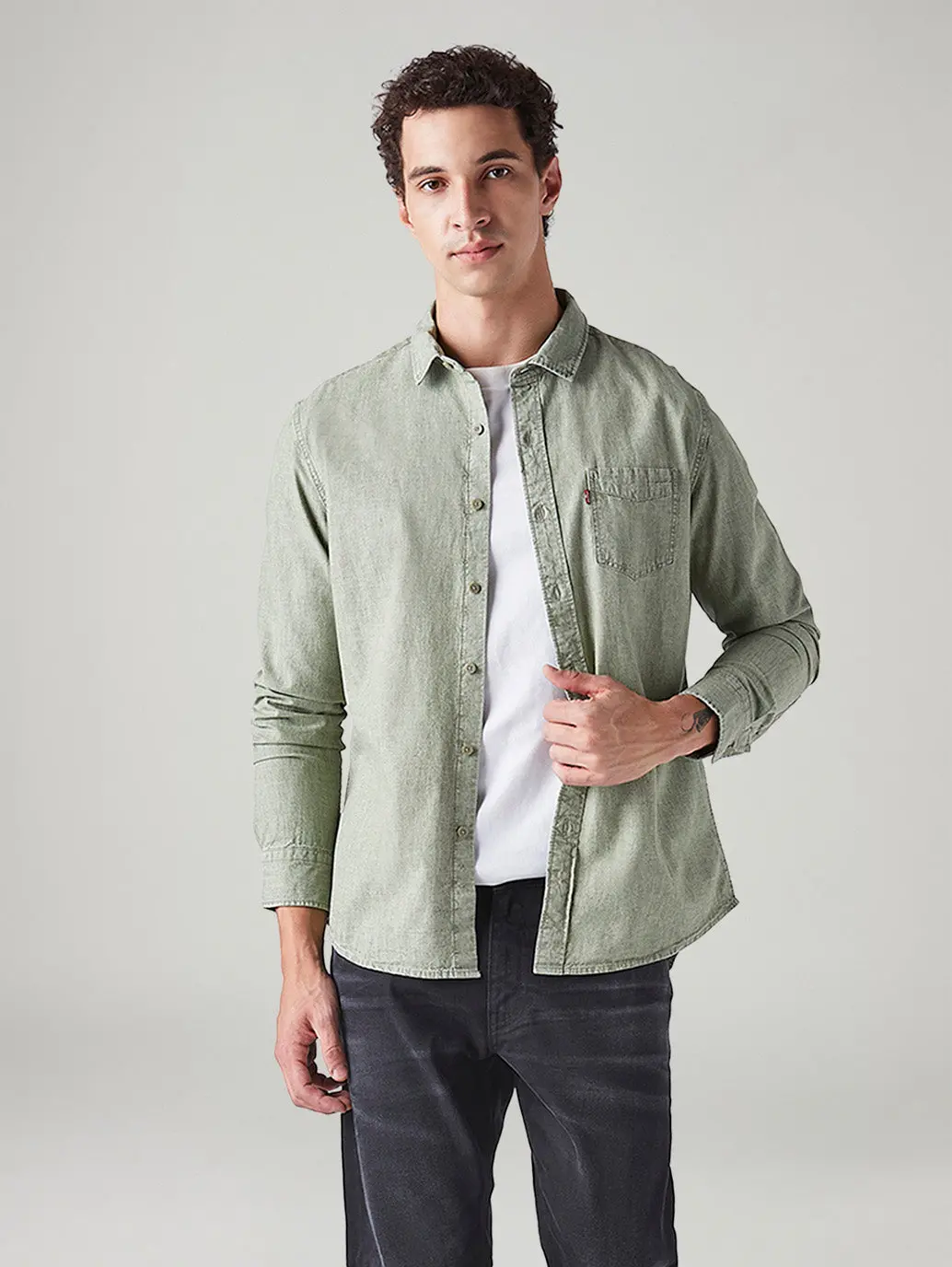 Men's Solid Slim Fit Overdyed Shirt 1