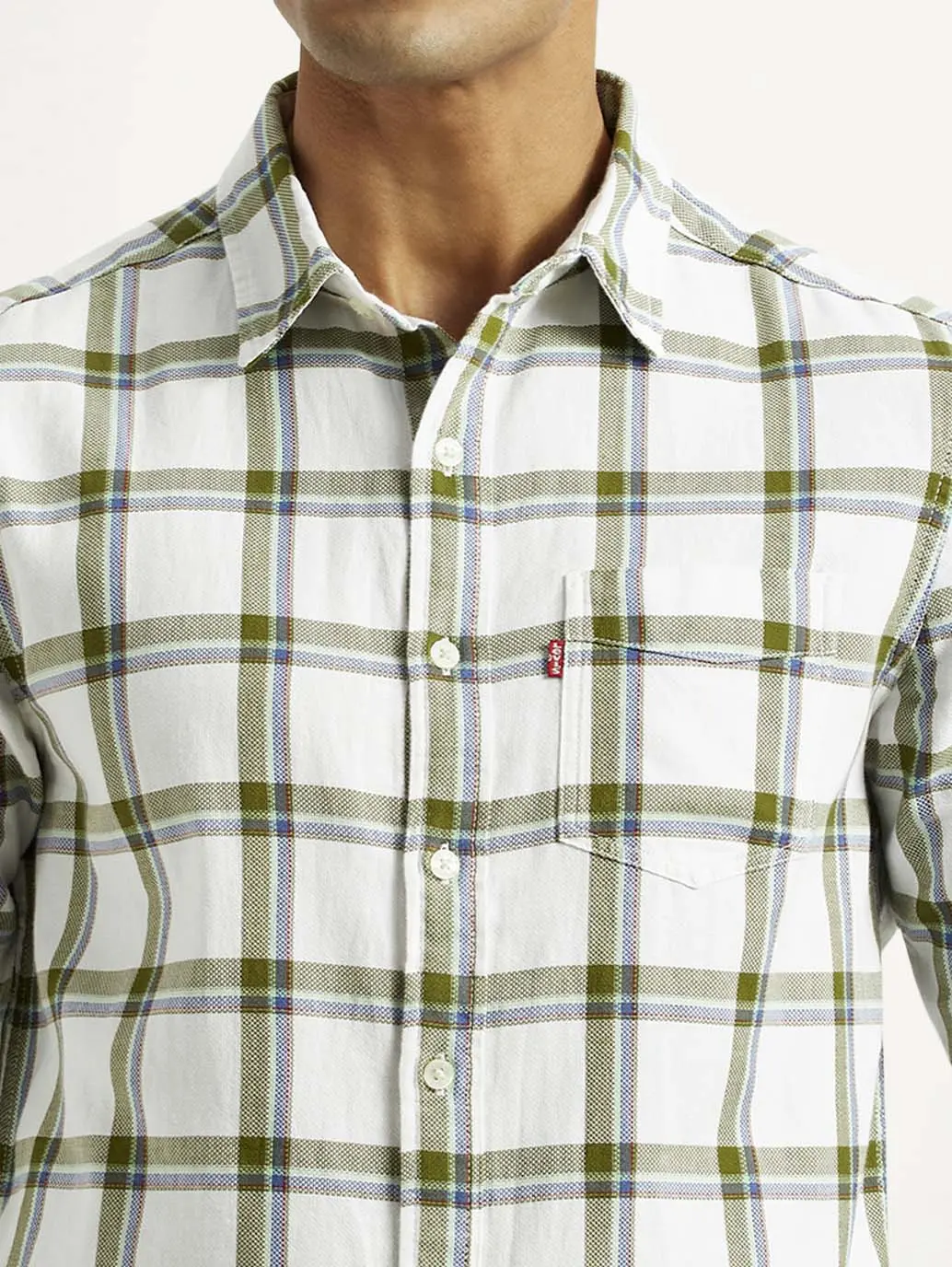 Men's Checkered White Slim Fit Shirt 3