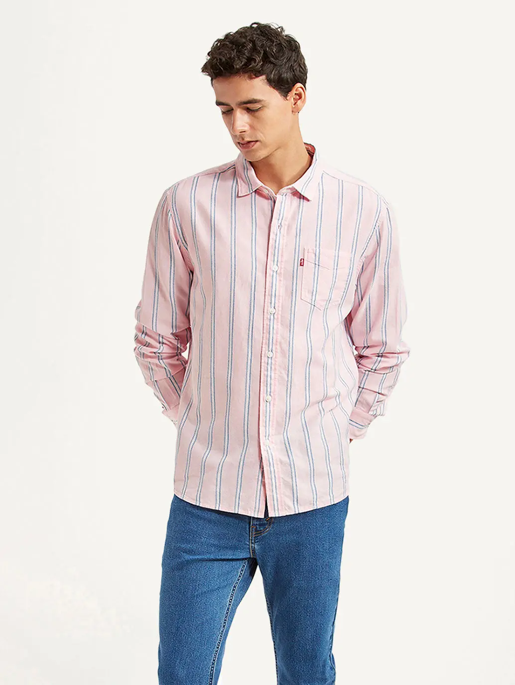 Men's Striped Pink Slim Fit Shirt 1