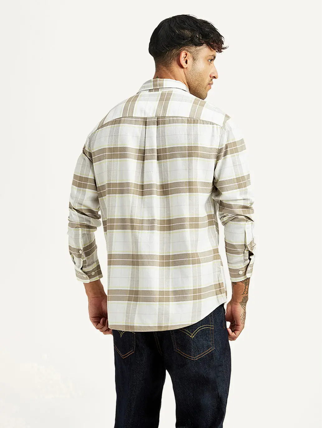 Men's Checkered White Slim Fit Shirt 2