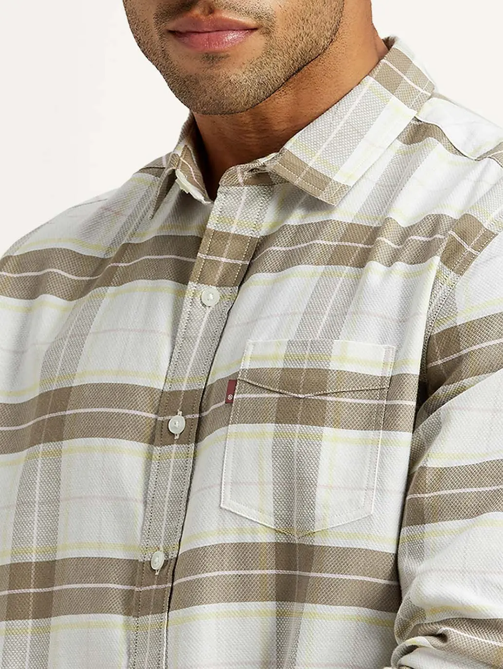 Men's Checkered White Slim Fit Shirt 5