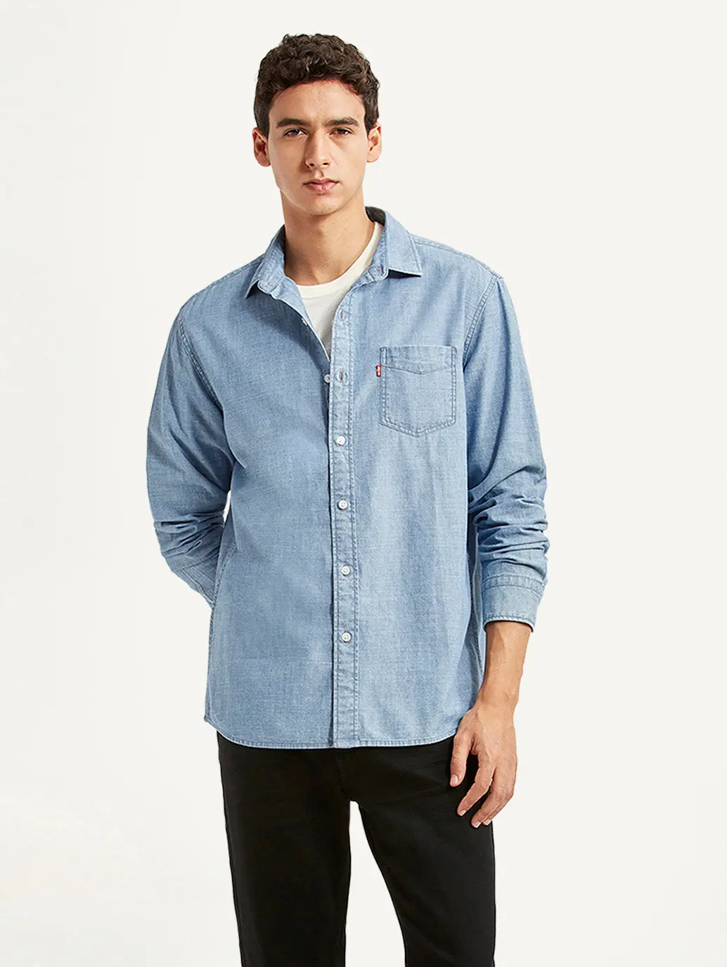 Men's Solid Light Blue Slim Fit Shirt 1