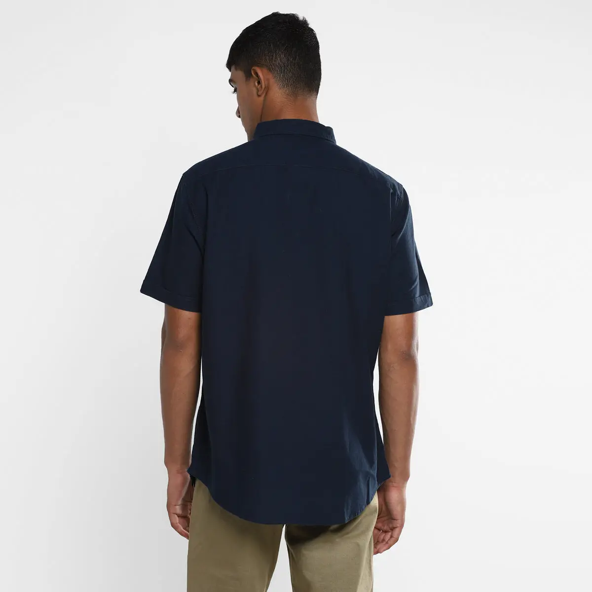 Men's Solid Spread Collar Shirt Blue 3