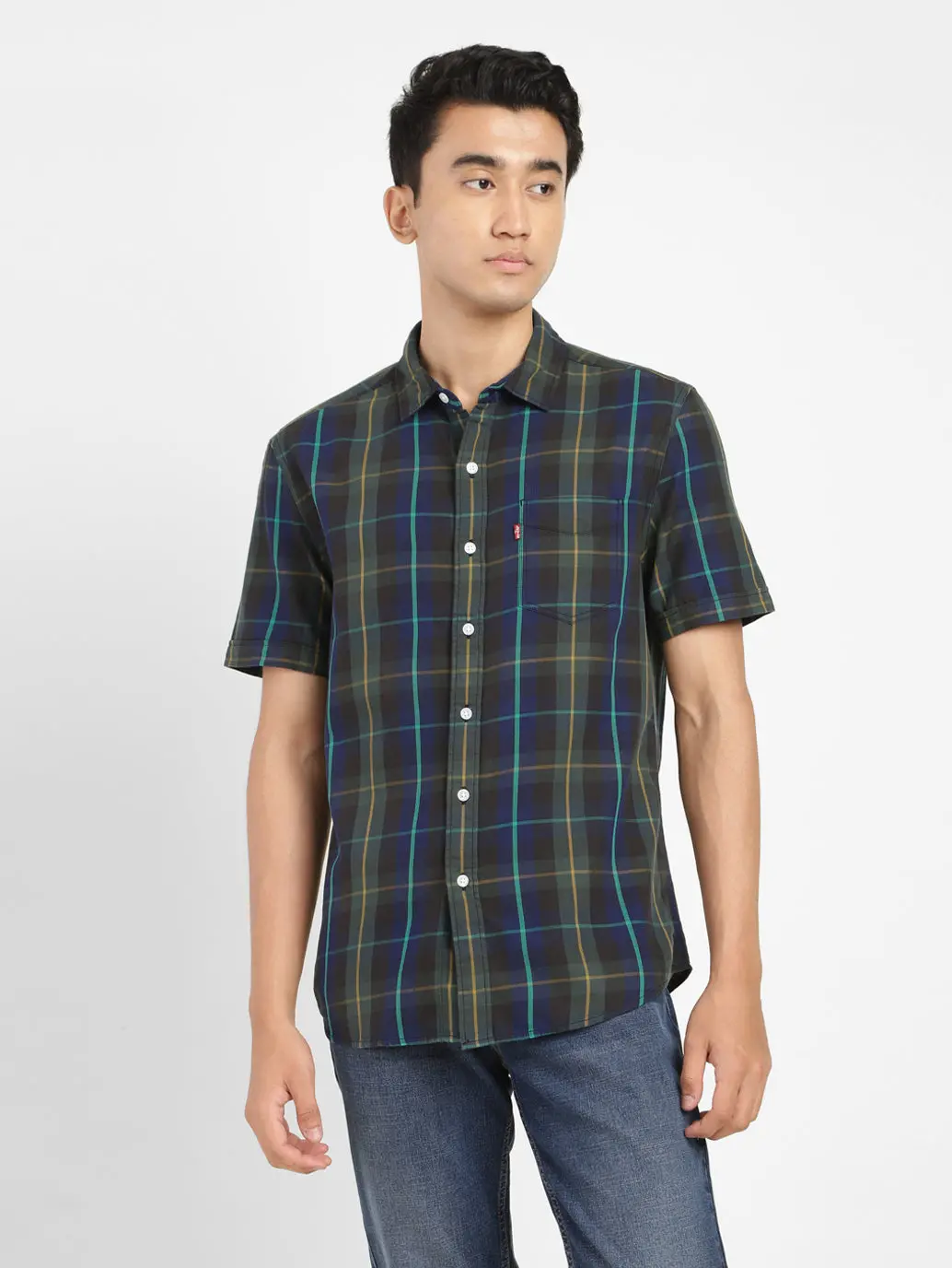 Men's Checkered Spread Collar Shirt 1