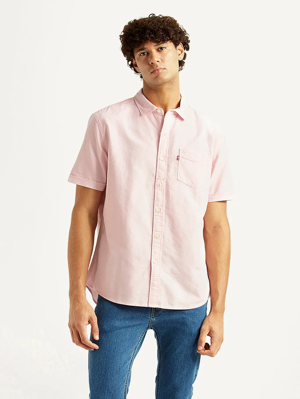 Men's Solid Light Pink Slim Fit Oxford Shirt 1