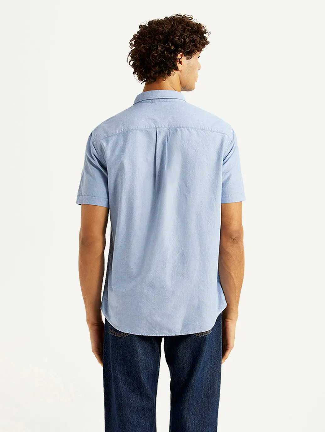 Men's Solid Light Blue Slim Fit Oxford Shirt 2