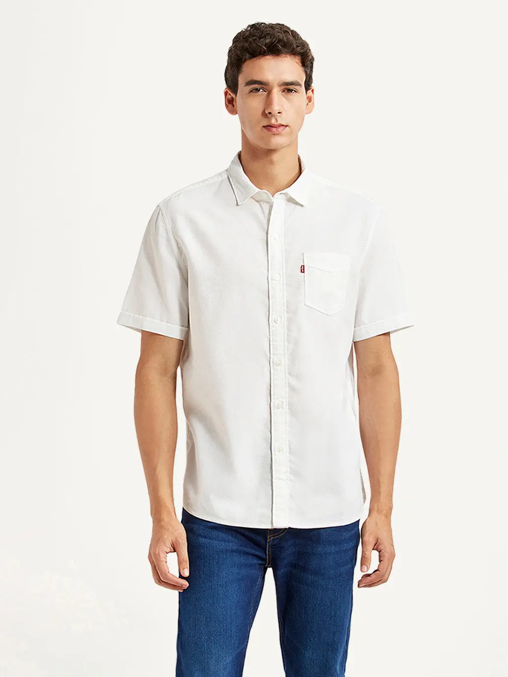 Men's Solid White Slim Fit Oxford Shirt 1